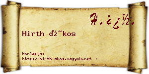 Hirth Ákos névjegykártya